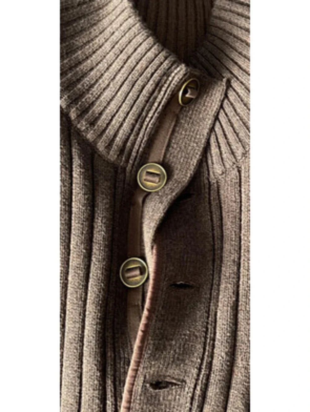 Eddie Bauer Sport Shop Sweater 1/4 Button Ribbed Mens M Dark Brown Mock Neck EUC